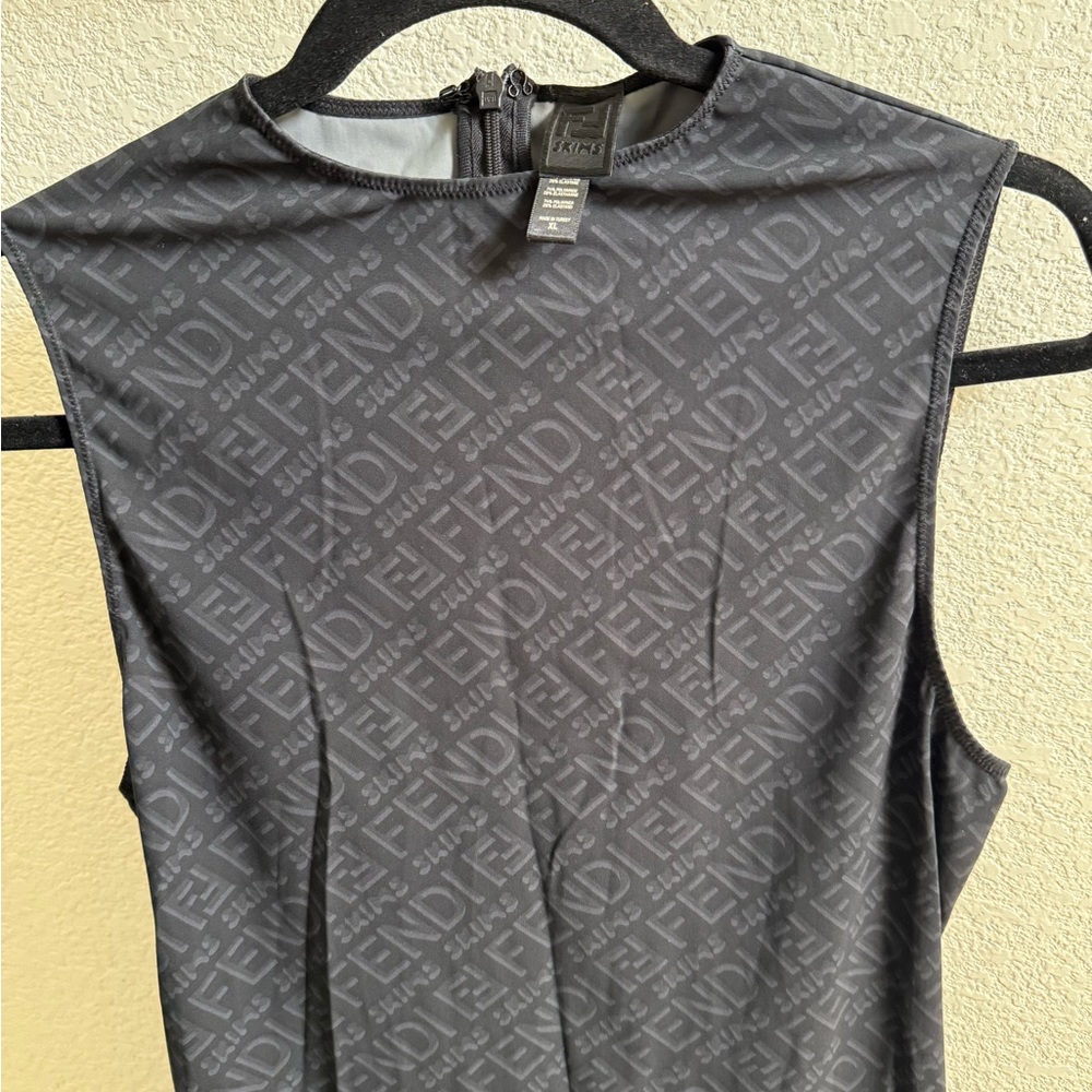 SKIMS X FENDI LOGO BLACK MID THIGH ROMPER SZ XL-Never Worn - Picture 7 of 8
